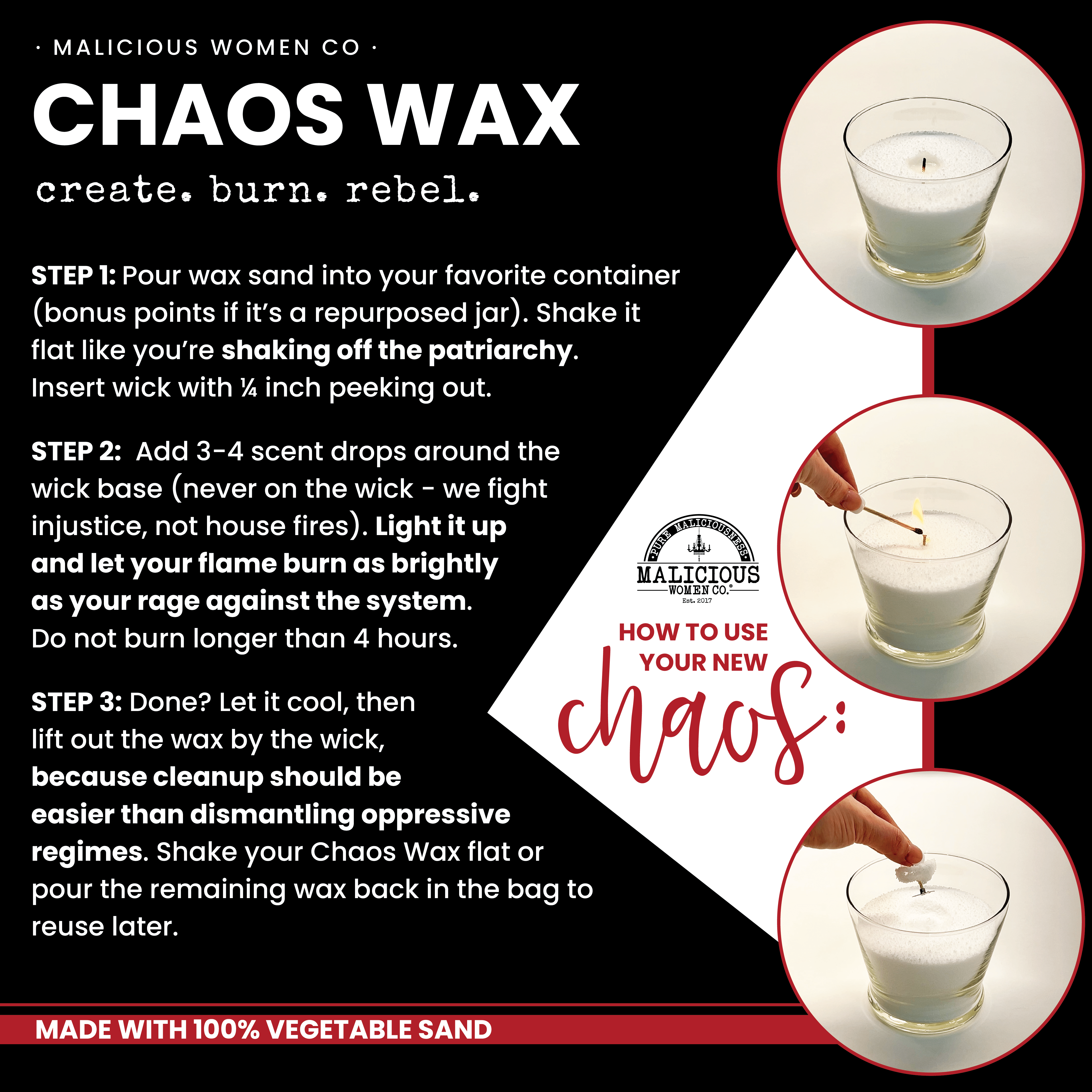 Chaos Wax - Reusable “Sand” Wax - Malicious Women Co. - Sand Wax